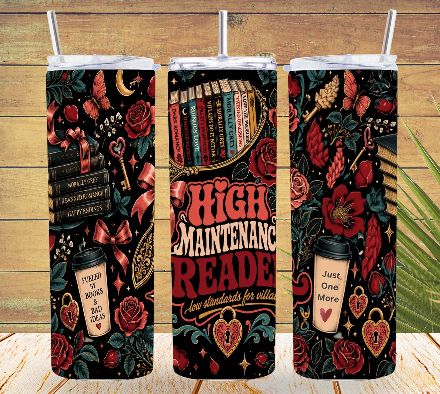 High Maintenance Reader Tumbler, Dark Romance Book Lover Cup, Low Standards for Villains Tumbler, BookTok Gift, Romantasy Reader Gift