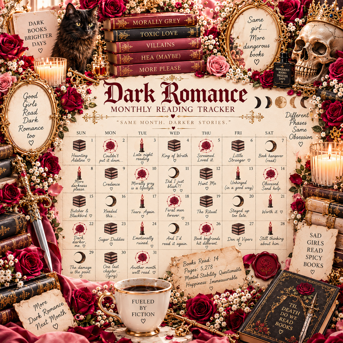 The Dark Romance Monthly Reading Tracker: Same Month, Darker Stories