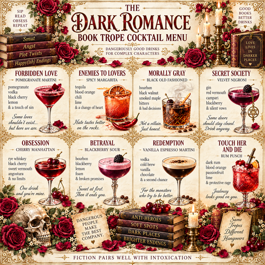 The Dark Romance Book Trope Cocktail Menu: Dangerously Good Drinks for Complex Characters