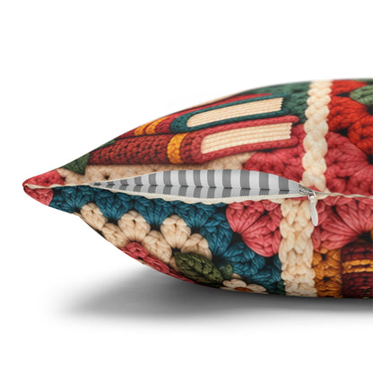 Book Lover Pillow Cover, Cozy Reads Pillow Case, Faux Crochet Granny Square Pillow, Bookish Decor, Reading Nook Gift, 14x14 Cushion Cover