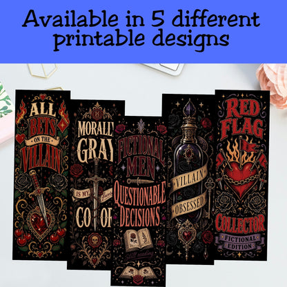 Dark Romance Printable Bookmarks, Villain Reader Bookmark Set, BookTok Printable Bookmarks, JPG PDF Digital Download