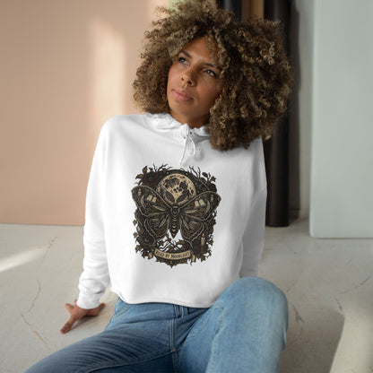 Read By Moonlight Cropped Hoodie, Book Lover Sweatshirt, Gothic Moth Hoodie, Dark Academia Reader Gift, Bookish Crop Sweatshirt