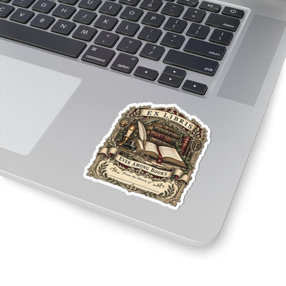Book Lover Ex Libris Kiss Cut Sticker, Vintage Bookplate Sticker, From the Library Of Sticker, Reader Gift, Personalized Bookish Vinyl Sticker
