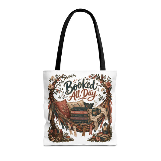 Booked All Day Tote Bag, Book Lover Tote, Reading Book Bag, BookTok Gift, Cozy Literary Tote, Romance Reader Bag