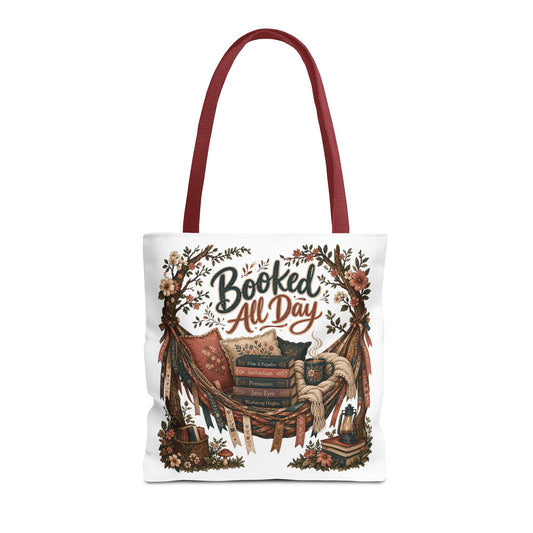 Booked All Day Tote Bag, Book Lover Tote, Reading Book Bag, BookTok Gift, Cozy Literary Tote, Romance Reader Bag
