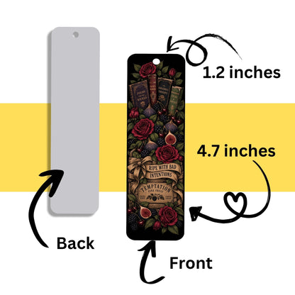 Ripe With Bad Intentions Metal Bookmark with Tassel, Dark Academia Book Lover Gift, Gothic Floral Bookmark, Romance Reader Gift