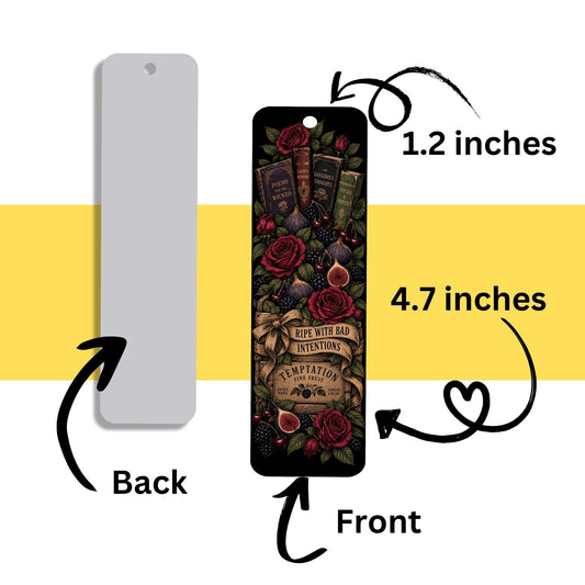 Ripe With Bad Intentions Metal Bookmark with Tassel, Dark Academia Book Lover Gift, Gothic Floral Bookmark, Romance Reader Gift