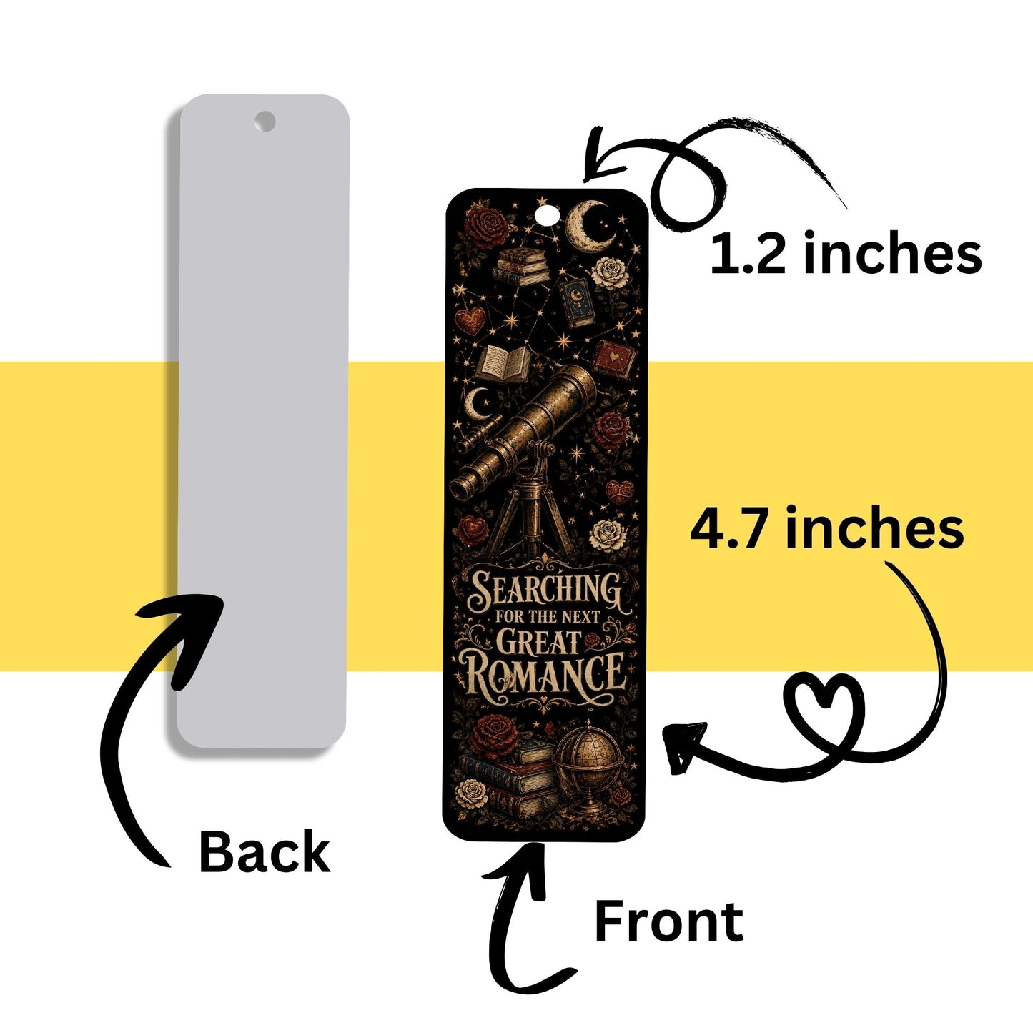 Searching for the Next Great Romance Metal Bookmark, Book Lover Bookmark, Romance Reader Gift, BookTok Bookmark, Literary Book Accessory