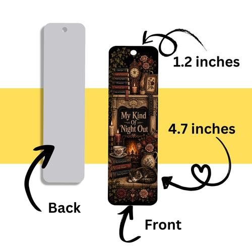 My Kind of Night Out Bookmark, Book Lover Metal Bookmark, Cozy Reading Gift, Vintage Literary Bookmark, Gift for Readers