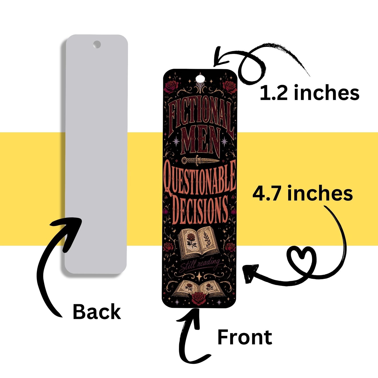 Fictional Men, Questionable Decisions Bookmark, Romance Reader Bookmark, Book Lover Gift, Gothic Bookish Bookmark