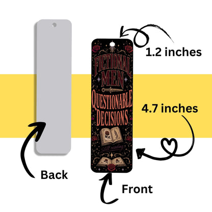 Fictional Men, Questionable Decisions Bookmark, Romance Reader Bookmark, Book Lover Gift, Gothic Bookish Bookmark