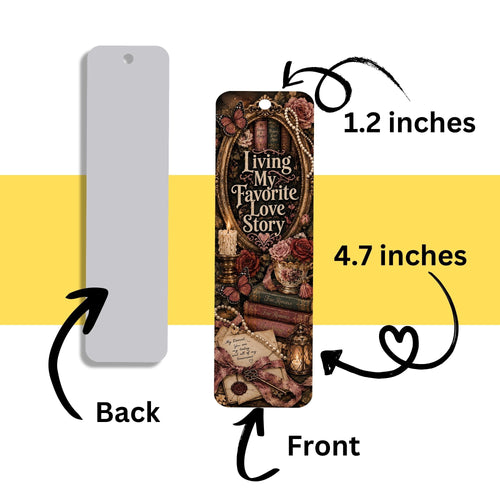 Living My Favorite Love Story Metal Bookmark, Book Lover Bookmark, Romance Reader Gift, BookTok Reading Accessory
