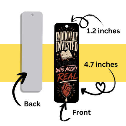 Emotionally Invested Bookmark, Funny Book Lover Bookmark, Romance Reader Gift, BookTok Bookmark, Fictional Men Reader Gift