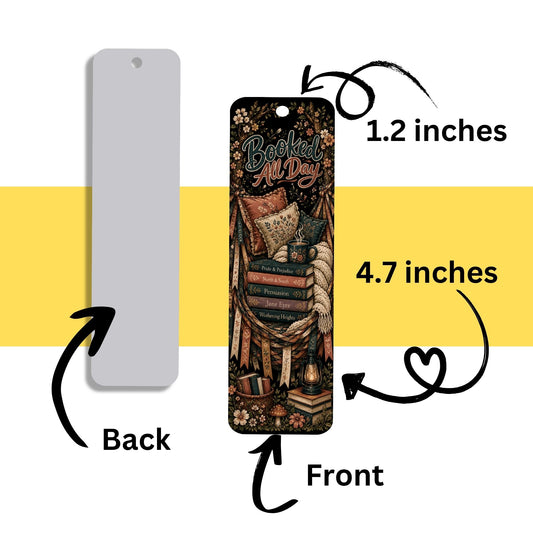 Booked All Day Metal Bookmark, Book Lover Bookmark, Reading Gift, BookTok Bookmark, Literary Book Accessory