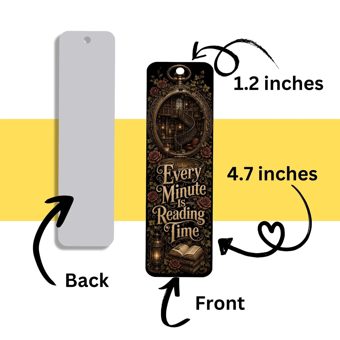 Every Minute Is Reading Time Metal Bookmark, Dark Academia Bookmark, Book Lover Gift, Gothic BookTok Bookmark with Tassel