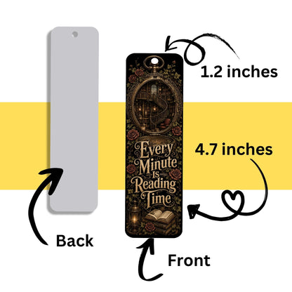 Every Minute Is Reading Time Metal Bookmark, Dark Academia Bookmark, Book Lover Gift, Gothic BookTok Bookmark with Tassel