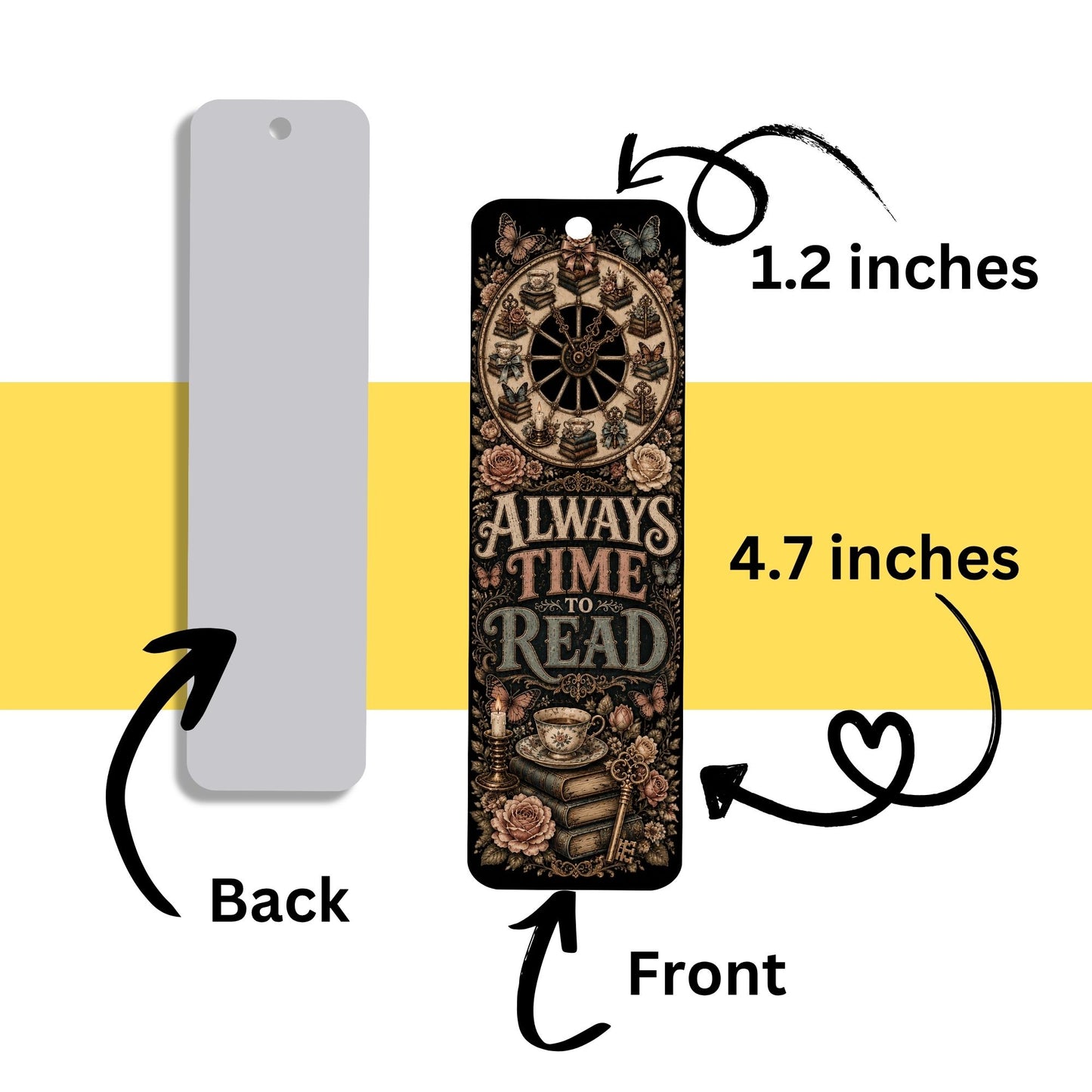 Always Time to Read Metal Bookmark, Book Lover Bookmark, Romance Reader Gift, BookTok Bookmark, Literary Bookmark with Tassel