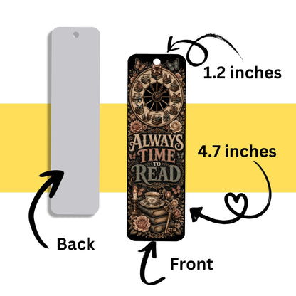 Always Time to Read Metal Bookmark, Book Lover Bookmark, Romance Reader Gift, BookTok Bookmark, Literary Bookmark with Tassel