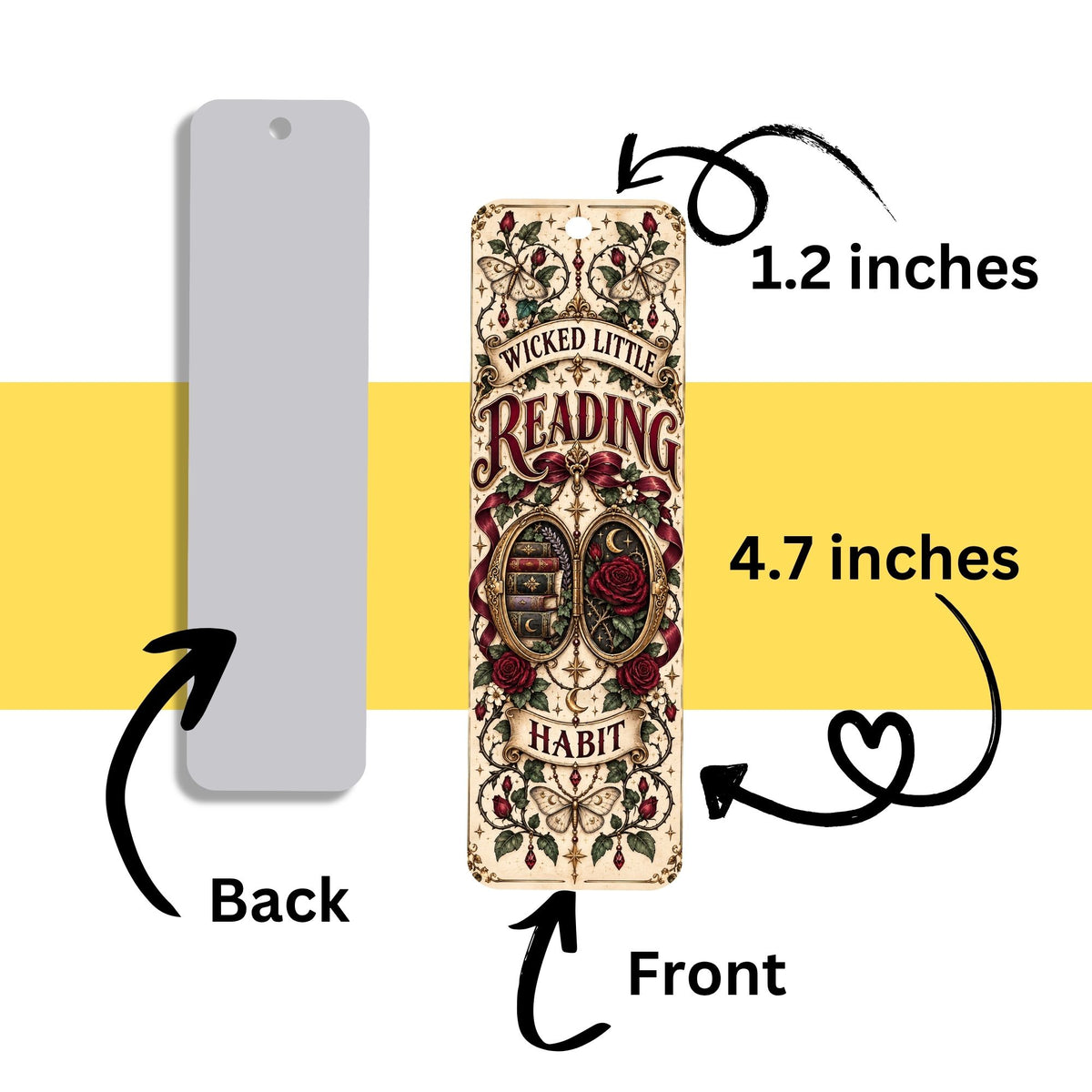 Wicked Little Reading Habit Metal Bookmark, Gothic Book Lover Gift, Dark Romance Reader Gift, Tassel Bookmark