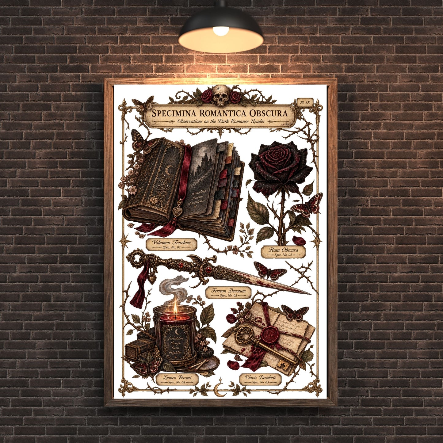 Dark Romance Reader Printable Wall Art, Gothic Book Lover Specimen Print, Vintage Dark Academia Digital Download