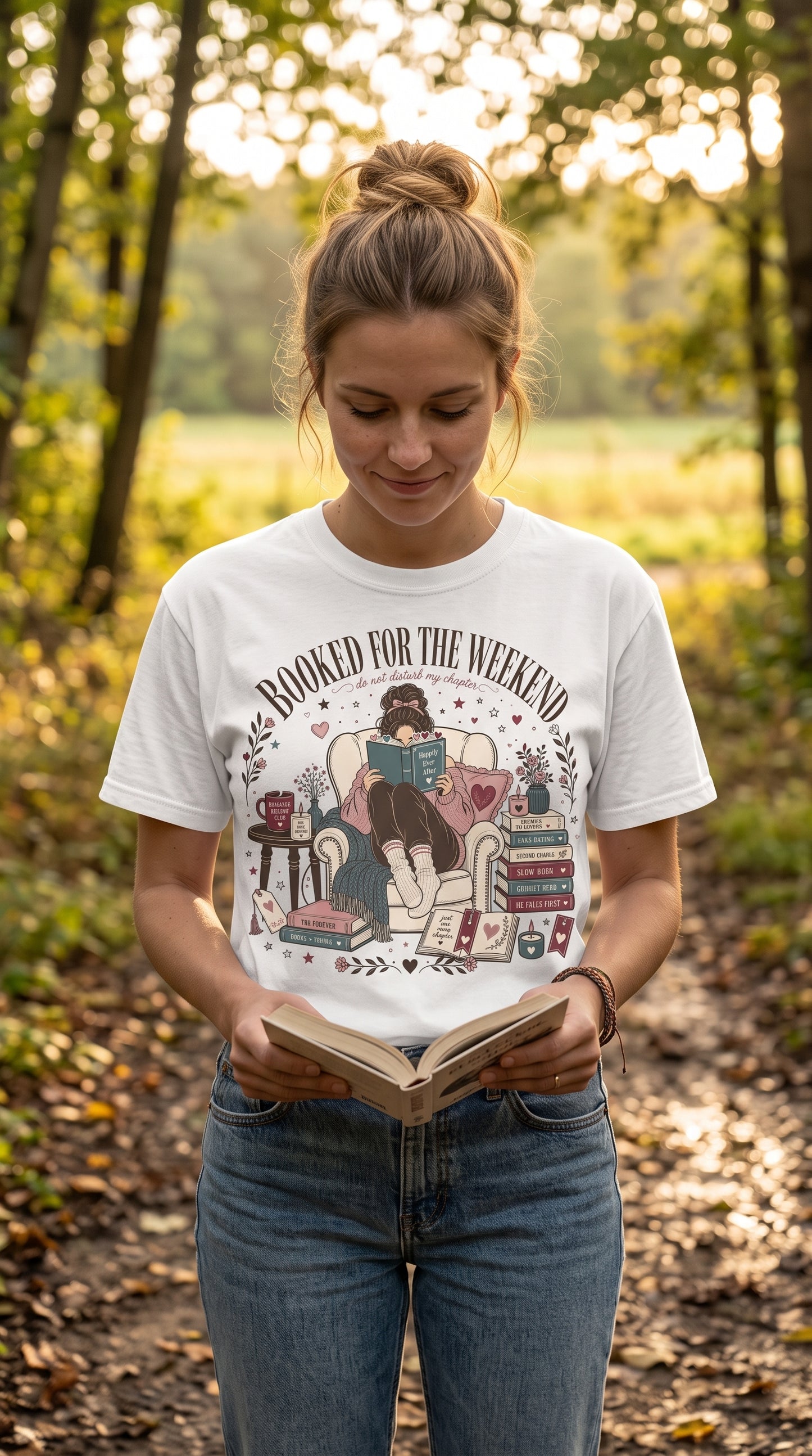 Celebrate cozy bookstores, coffee dates, and romance novels with this charming Booked For The Weekend Comfort Colors shirt. Perfect for BookTok fans, romance readers, book lovers, bookstore dates, and cozy reading weekends. This soft garment-dyed tee makes a thoughtful gift for book club friends, readers who are always saying "one more chapter," and anyone building their TBR pile. Style it with leggings and your favorite cardigan for the ultimate cozy reader aesthetic. Perfect for bookstore trips, coffee ru