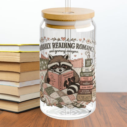 Probably Reading Romance 16oz Glass Cup