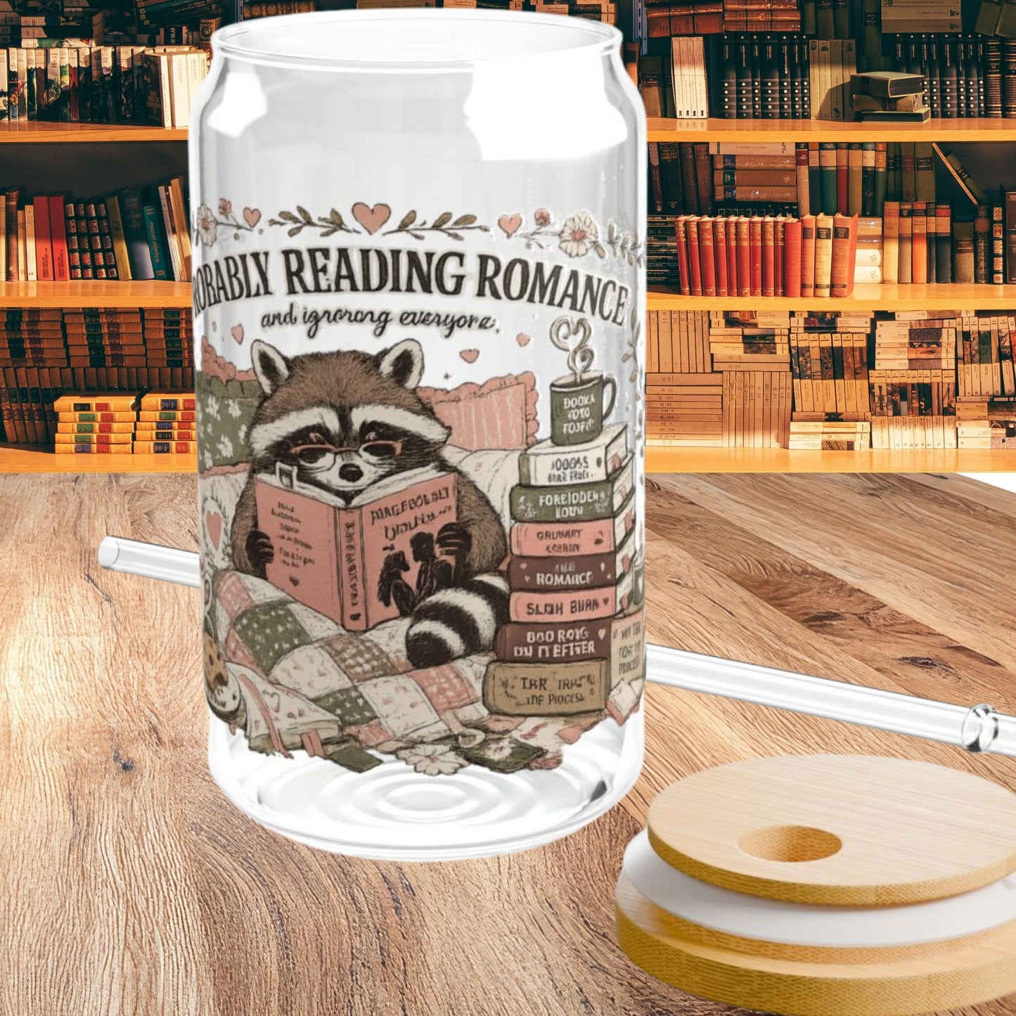 Probably Reading Romance 16oz Glass Cup