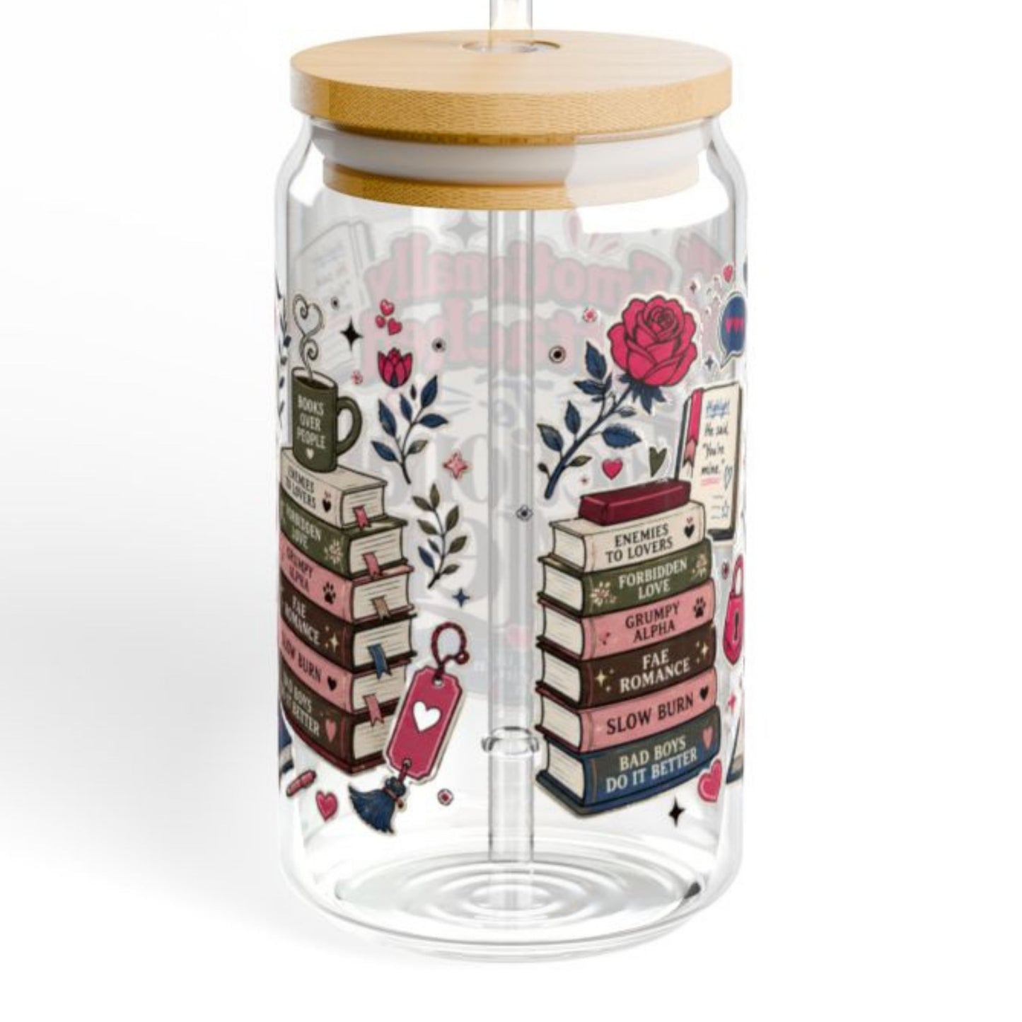 Emotionally Attached to Fictional Men 16oz Glass Cup