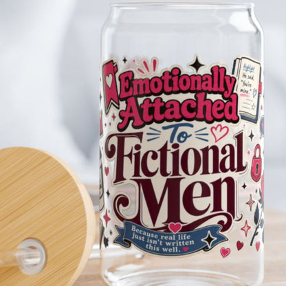 Emotionally Attached to Fictional Men 16oz Glass Cup