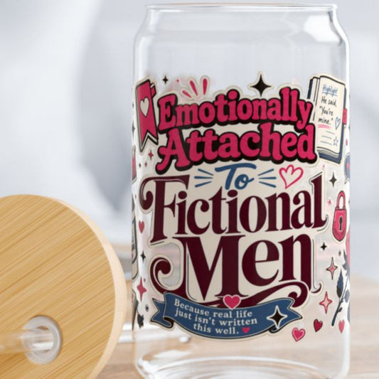 Emotionally Attached to Fictional Men 16oz Glass Cup