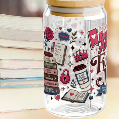 Emotionally Attached to Fictional Men 16oz Glass Cup