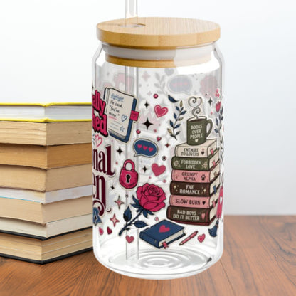 Emotionally Attached to Fictional Men 16oz Glass Cup