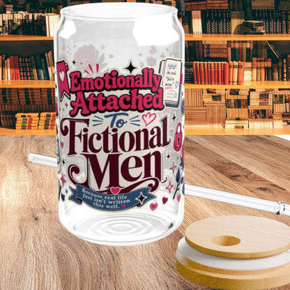Emotionally Attached to Fictional Men 16oz Glass Cup