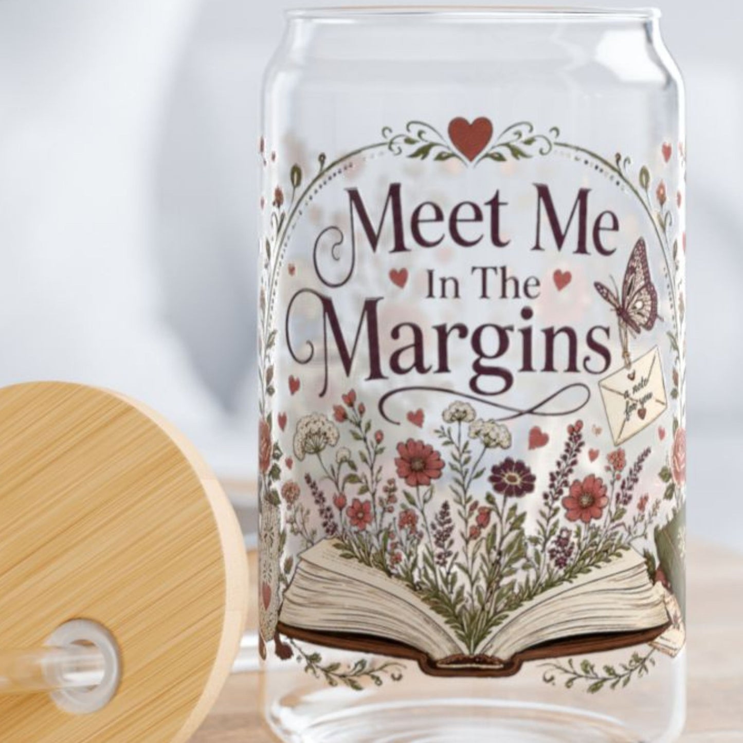Meet Me in the Margins 16oz Glass Cup