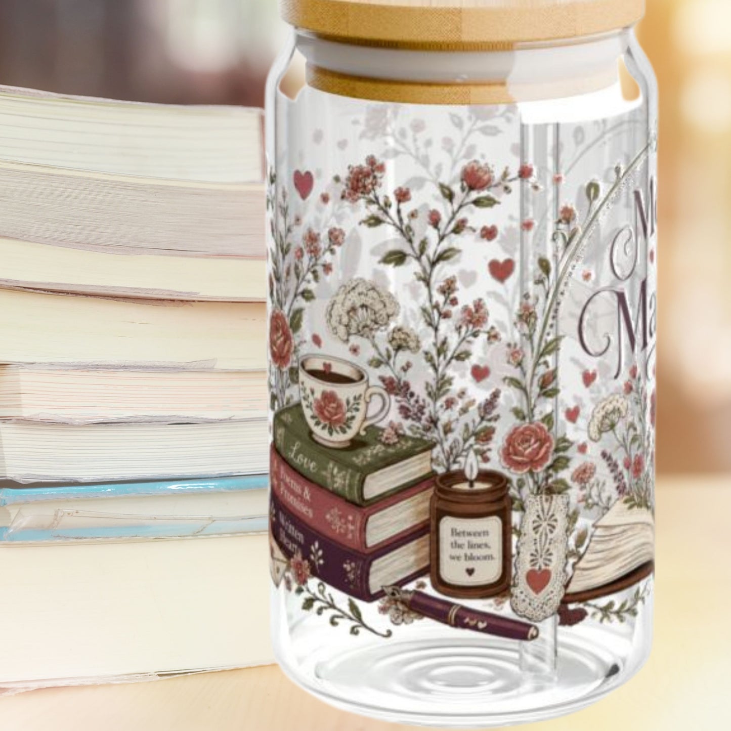 Meet Me in the Margins 16oz Glass Cup