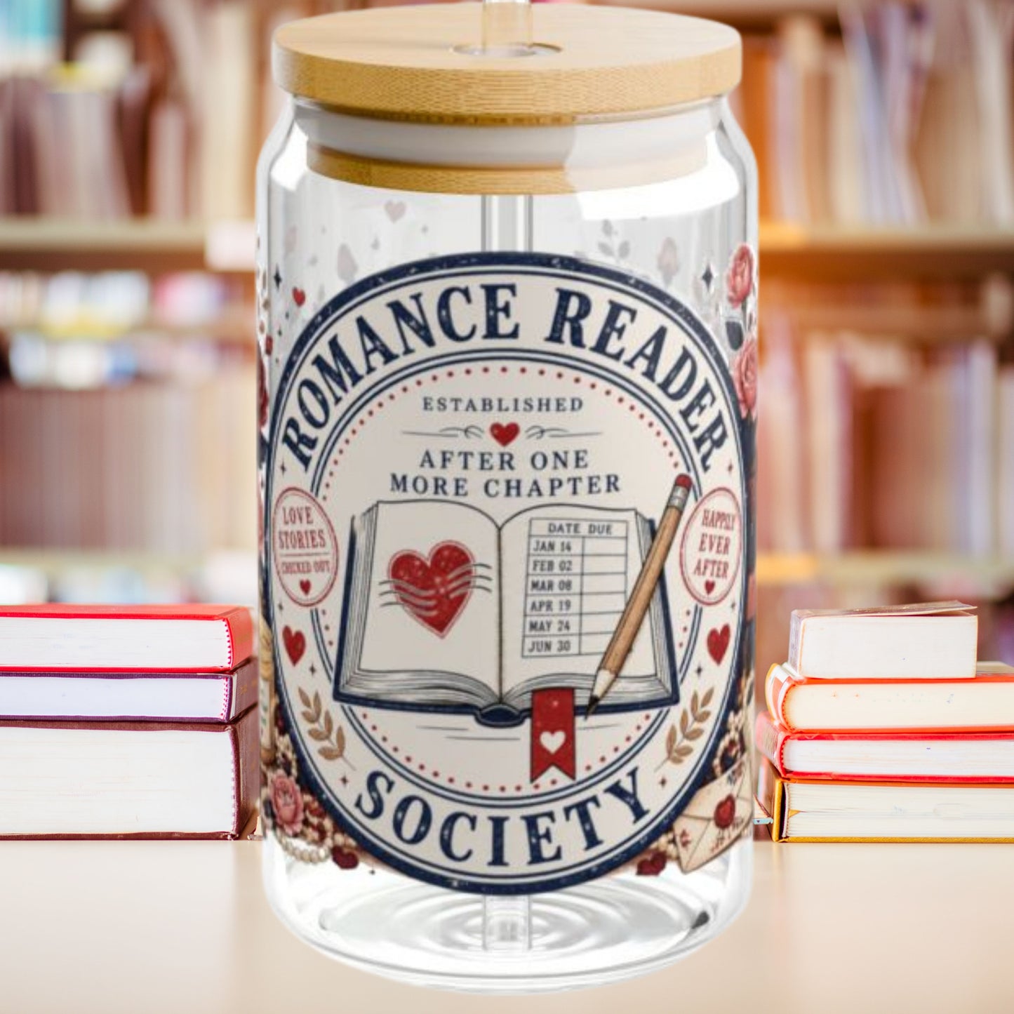Romance Reader Society 16oz Glass Cup