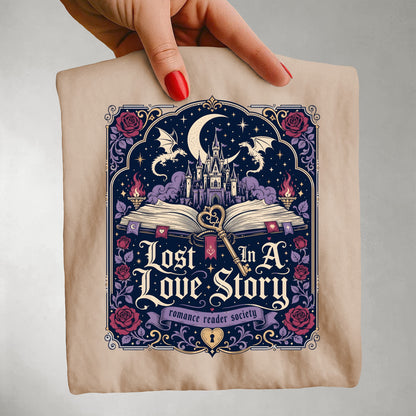 Lost in a Love Story Shirt | Romantasy Comfort Colors Tee | Fantasy Romance BookTok Reader T-Shirt