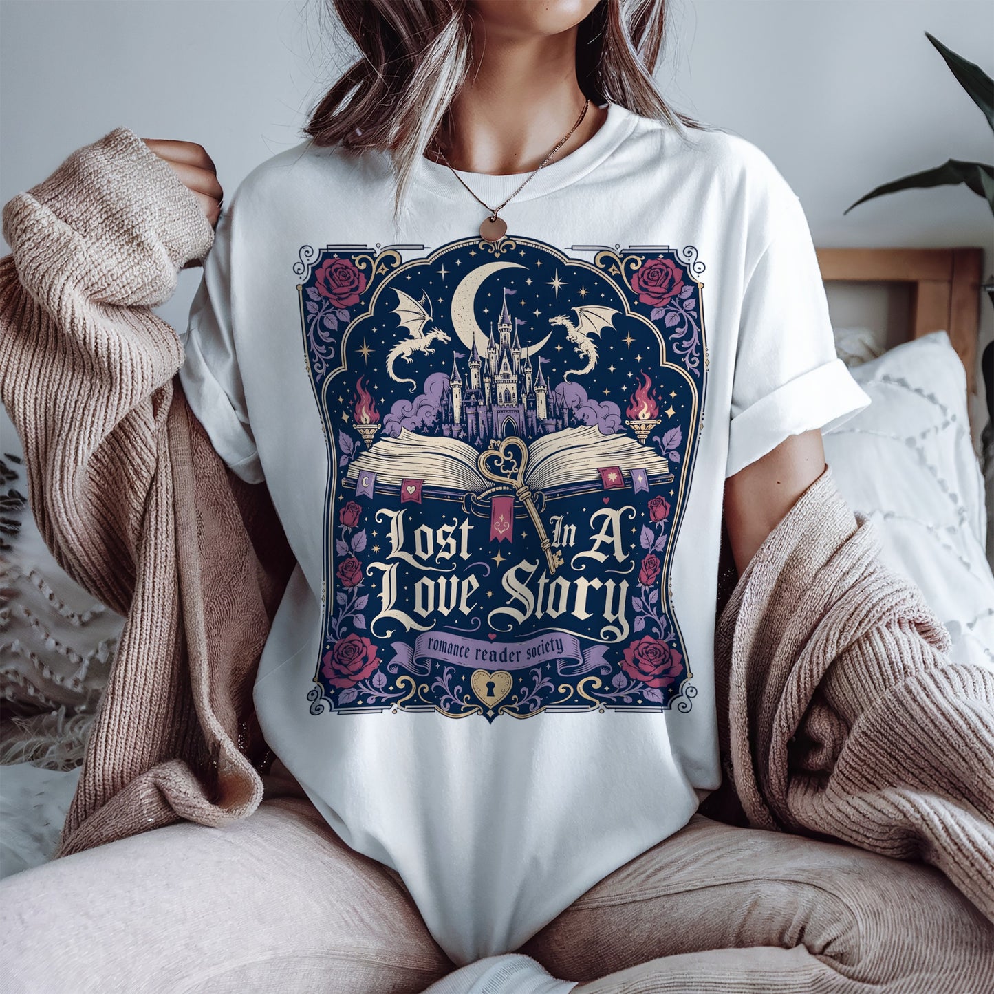 Lost in a Love Story Shirt | Romantasy Comfort Colors Tee | Fantasy Romance BookTok Reader T-Shirt