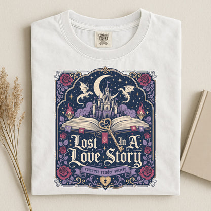 Lost in a Love Story Shirt | Romantasy Comfort Colors Tee | Fantasy Romance BookTok Reader T-Shirt