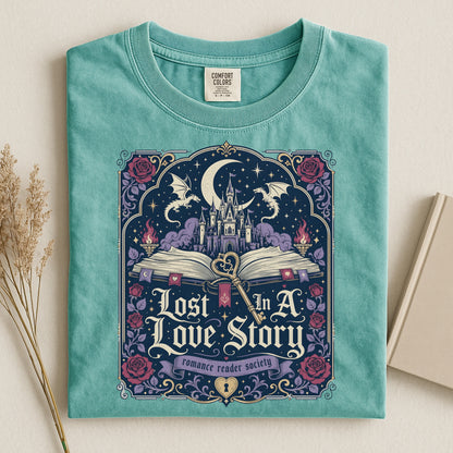Lost in a Love Story Shirt | Romantasy Comfort Colors Tee | Fantasy Romance BookTok Reader T-Shirt