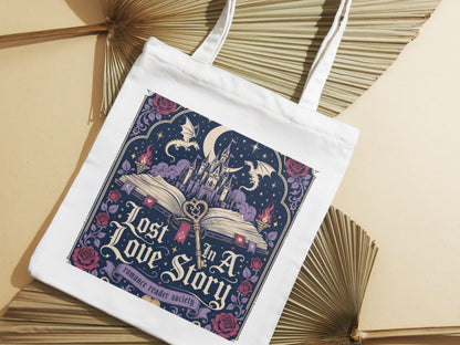 Lost in a Love Story Tote Bag | Romantasy Book Lover Tote | Fantasy Romance BookTok Bag