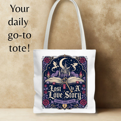 Lost in a Love Story Tote Bag | Romantasy Book Lover Tote | Fantasy Romance BookTok Bag