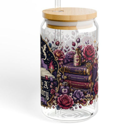 Lost in a Love Story 16oz Glass Cup | Romantasy Libby Glass | Fantasy Romance BookTok Iced Coffee Cup