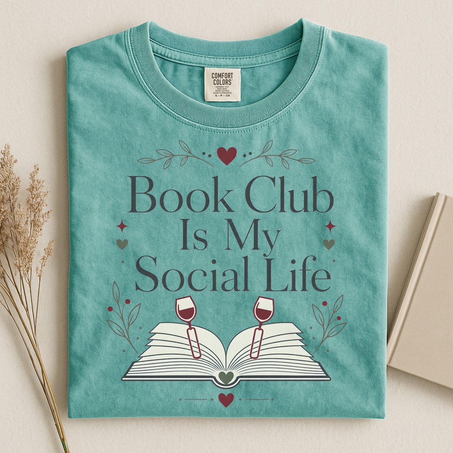 Book Club Is My Social Life Shirt | Minimalist Book Lover Comfort Colors Tee | Romance Reader Book Club T-Shirt