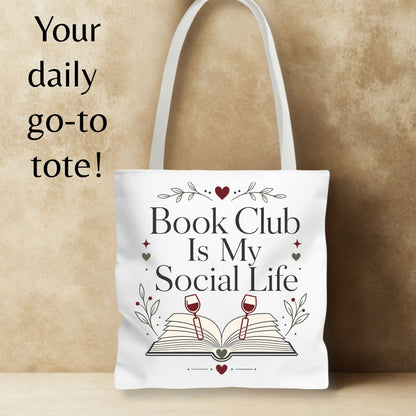 Book Club Is My Social Life Tote Bag | Minimalist Book Lover Tote | Romance Reader Book Club Bag