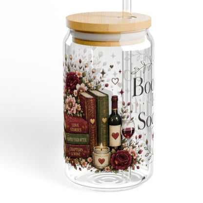 Book Club Is My Social Life 16oz Glass Cup | Book Lover Libby Glass | Wine Lover BookTok Iced Coffee Cup