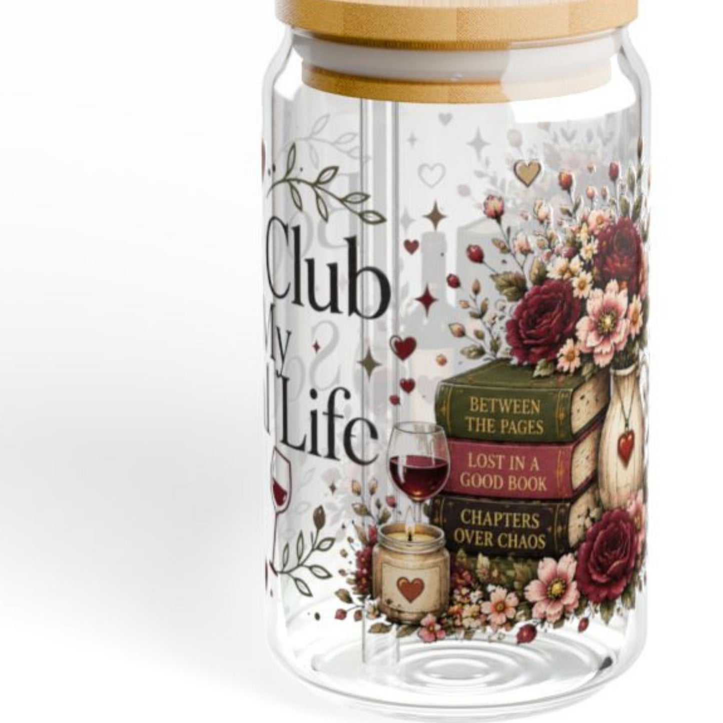 Book Club Is My Social Life 16oz Glass Cup | Book Lover Libby Glass | Wine Lover BookTok Iced Coffee Cup