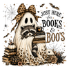 Books & Boo's Halloween Shirt, Book Lover Ghost Tee, Cute Raccoon Reading Shirt, Coquette Fall Graphic Tee