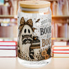 Books & Boo's 16 oz Glass Sipper Cup | Halloween Ghost & Raccoon Libby Cup | Book Lover Fall Glass Can