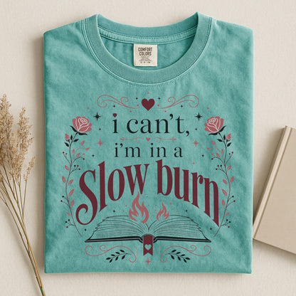 I'm in a Slow Burn Shirt | Funny Romance Reader Comfort Colors Tee | BookTok Book Lover T-Shirt